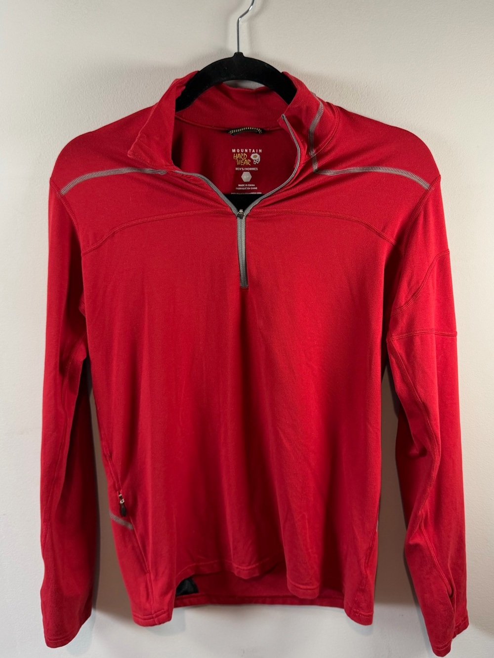 Mountain Hardwear Men’s Base Layer Shirt Quarter Zip Red Size Small